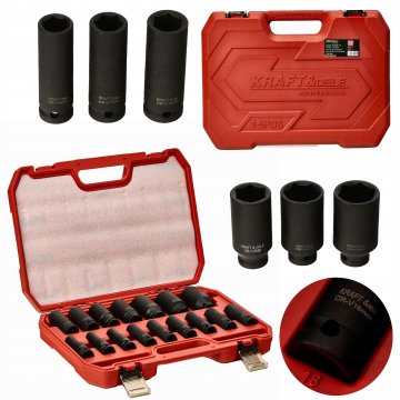 Kraft&Dele Udarni nastavki 1/2" palčni, 16 kosov, 10-32 mm CR-V Case