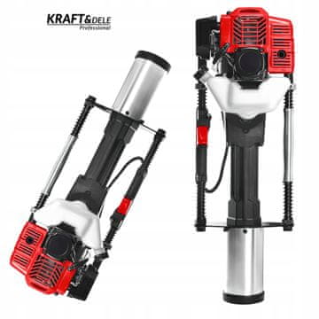 Kraft&Dele Ročni bencinski zabijalnik pilotov za ograjne stebre in panele 50 J 1,9 KW 49 mm 59 mm 100 mm