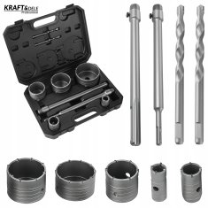Kraft&Dele Komplet luknjastih žag za betonsko zidanje SDS MAX PLUS rezilo 9 kosov 30-100 mm