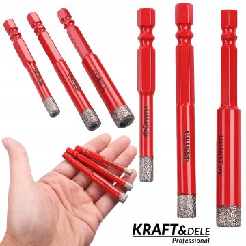 Kraft&Dele Komplet diamantnih svedrov za porcelanske ploščice, 3 kosi, šesterokotni 6/8/10 mm