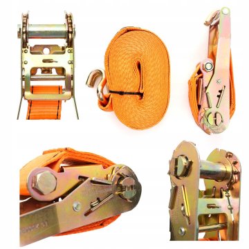 Oranžen dvotočkovni trak za pritrditev tovora 4m/50mm/3t Kraft&Dele