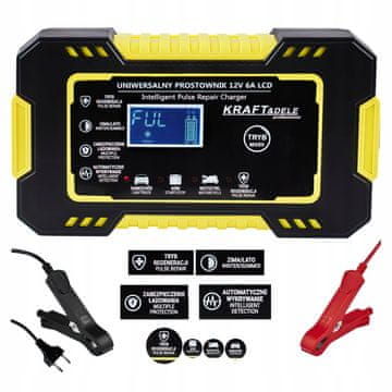 Kraft&Dele Avtomatski polnilnik baterij LCD 12V/6A