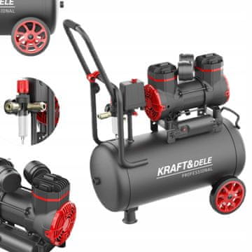 Kraft&Dele 24L TIHI BREZOLJNI KOMPRESOR 2 BATA 2 ČRPALKI 230V KOMPRESOR