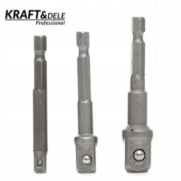 Kraft&Dele 3-delni adapterji za nastavke 1/4", 3/8", 1/2" palca