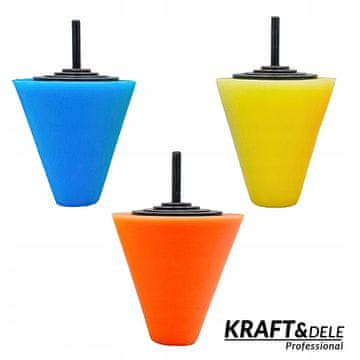 Polirne gobice s stožcem za platišča 150 mm, komplet 3 kosov Kraft&Dele