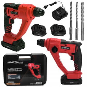 Kraft&Dele 21V SDS Plus brezkrtačno kladivo z 2x 4Ah 2J akumulatorjem