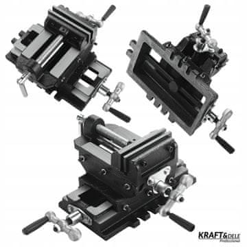 Kraft&Dele Litoželezni namizni primež, križni, dvojna os, 100 mm,