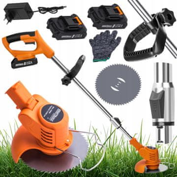 Kraft&Dele Akumulatorska kosa 1000 W, 2x 21 V 3 Ah bateriji, 11500 vrt/min,
