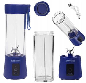 Prenosni polnilni mešalnik 400ml USC-C 2x3000mAh moder Kraft&Dele