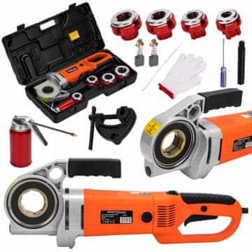 Kraft&Dele Električni navojni rezalni stroj za cevi 230 V, prenosni, 2400 W, 1/2", 3/4", 1", 1-1/4"