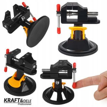 Kraft&Dele Mini 30 mm modelni primež, vrtljiv za 360°, s priseskom,