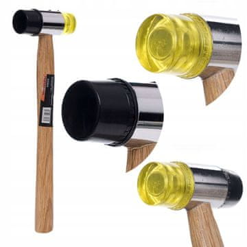 Kraft&Dele 35 mm gumijasto-plastično kladivo z lesenim ročajem 28,5 cm