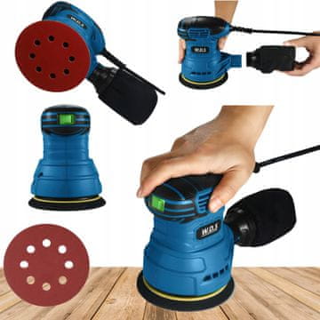 Kraft&Dele Brusilnik z vrvico, ekscentrični orbitalni, 230 V, 1300 W, 13.000 vrt/min, 125 mm, širina profila