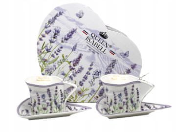 Darilni set trikotnih skodelic z žlicami in krožniki 180 ml z motivom sivke