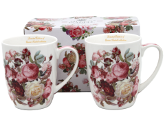 Porcelanaste skodelice, velike, komplet 2 x 400 ml za darilo, kolekcija Classic Rose