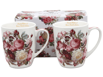 Porcelanaste skodelice, velike, komplet 2 x 400 ml za darilo, kolekcija Classic Rose