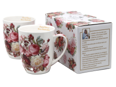 Porcelanaste skodelice, velike, komplet 2 x 400 ml za darilo, kolekcija Classic Rose