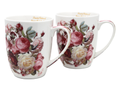 Porcelanaste skodelice, velike, komplet 2 x 400 ml za darilo, kolekcija Classic Rose