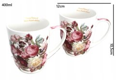 Porcelanaste skodelice, velike, komplet 2 x 400 ml za darilo, kolekcija Classic Rose
