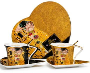 Klimt Kiss porcelanaste skodelice 2x180ml + žličke ZA DARILO