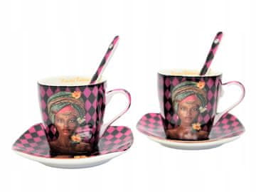 ELEGANTNI PORCELANSKI KOMPLET SKODELIC ZA ESPRESSO, VIJOLIČNE ŽENSKE