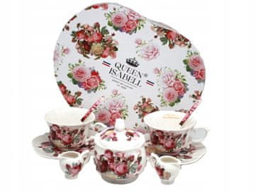 Komplet porcelanastih skodelic s sladkornico in posodicami za smetano - Classic Rose