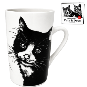 Velika porcelanasta skodelica Cat 400ml darilo za ljubitelje mačk premium