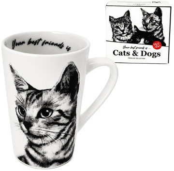 Porcelanasta skodelica Cat 400ml darilo za ljubitelje mačk premium