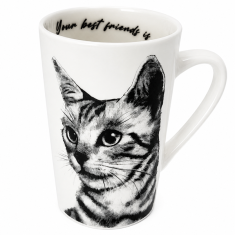 Porcelanasta skodelica Cat 400ml darilo za ljubitelje mačk premium