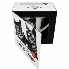 Porcelanasta skodelica Cat 400ml darilo za ljubitelje mačk premium