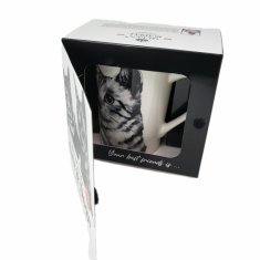 Porcelanasta skodelica Cat 400ml darilo za ljubitelje mačk premium