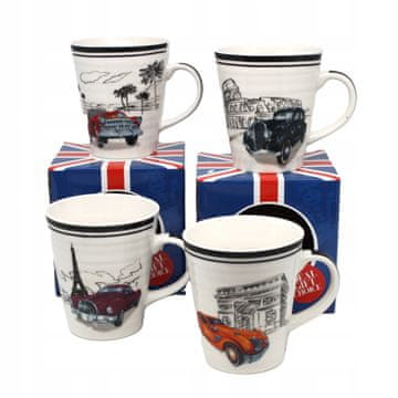 PORCELANSKA SKODELICA Z MOTIVOM MESTA IN AVTOMOBILA