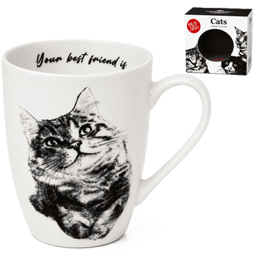 Porcelanasta skodelica za mačke 350 ml , darilo za ljubitelje mačk, vrhunska