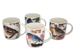 PORCELANSKA SKODELICA Z MOTIVOM PTICE IN CVETJA, MEŠANICA VZORCEV