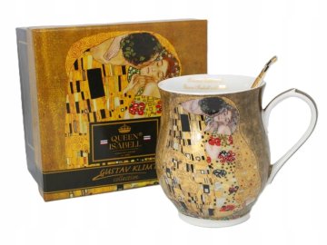 Velika porcelanasta skodelica z žličko 350 ml v škatli, kolekcija Klimt Kiss