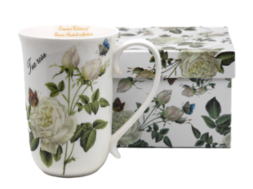 Velika porcelanasta skodelica 400 ml kot darilo v škatli, kolekcija Tea Rose