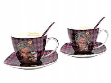 PORCELANSKI KOMPLET SKODELIC ZA KAVO ALI ČAJ 2 X 250 ML VIJOLIČNA ŽENSKA