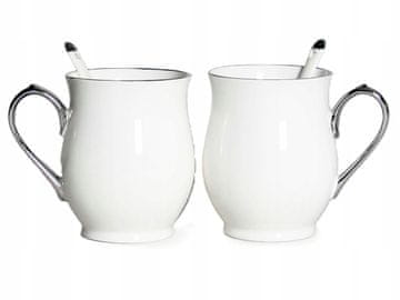 ELEGANTEN KOMPLET BELIH SKODELIC S SREBRNIMI DETAJLI 2 X 350 ML