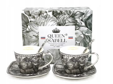 Komplet porcelanastih skodelic 2 x 250 ml kot darilo v škatli - siva vrtnica