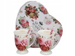 Porcelanaste skodelice, velike, komplet 2 x 300 ml, v škatli, darilo, kolekcija Rose