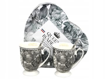 Komplet porcelanastih skodelic 2x300ml v darilni škatli, kolekcija Gray Rose