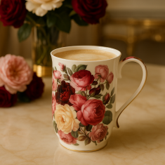 Porcelanasta skodelica, velika 400 ml v škatli, za darilo, kolekcija Classic Rose