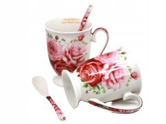 Porcelanaste skodelice, velike, komplet 2 x 300 ml, v škatli, darilo, kolekcija Rose