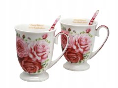 Porcelanaste skodelice, velike, komplet 2 x 300 ml, v škatli, darilo, kolekcija Rose