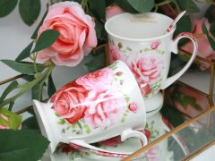 Porcelanaste skodelice, velike, komplet 2 x 300 ml, v škatli, darilo, kolekcija Rose