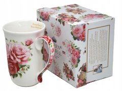 Porcelanasta skodelica, velika 400 ml, elegantna, v škatli, za darilo, kolekcija Rose