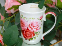 Porcelanasta skodelica, velika 400 ml, elegantna, v škatli, za darilo, kolekcija Rose