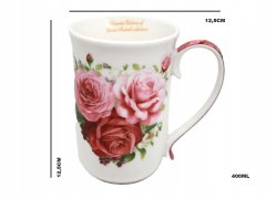 Porcelanasta skodelica, velika 400 ml, elegantna, v škatli, za darilo, kolekcija Rose