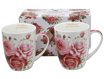 Veliki porcelanasti vrčki, 400 ml, v darilni škatli - kolekcija Rose