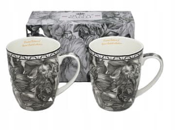 Porcelanaste skodelice 400 ml v darilni škatli, kolekcija - siva vrtnica